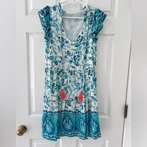 THML Floral V-Neck Dress with Tassels